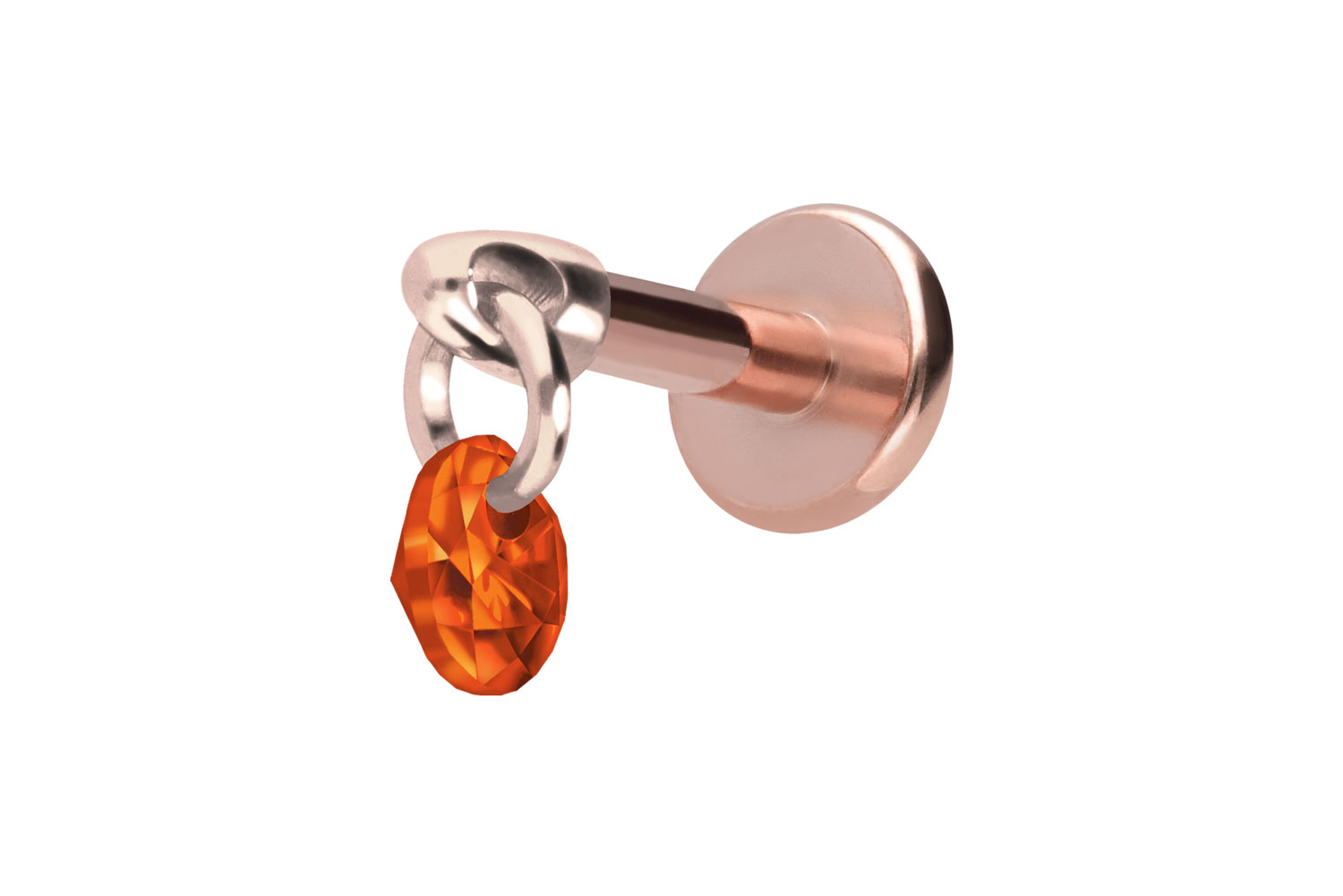 Titan Labret Piercing mit Innengewinde RUNDER KRISTALL